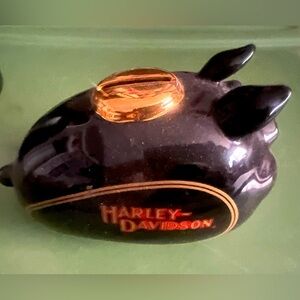 Harley-Davidson Ceramic Mini Hog Bank with Gold Accents